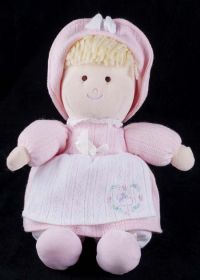 Carters Prestige Girl Doll Pink Dress White Apron Sheep Plush Lovey